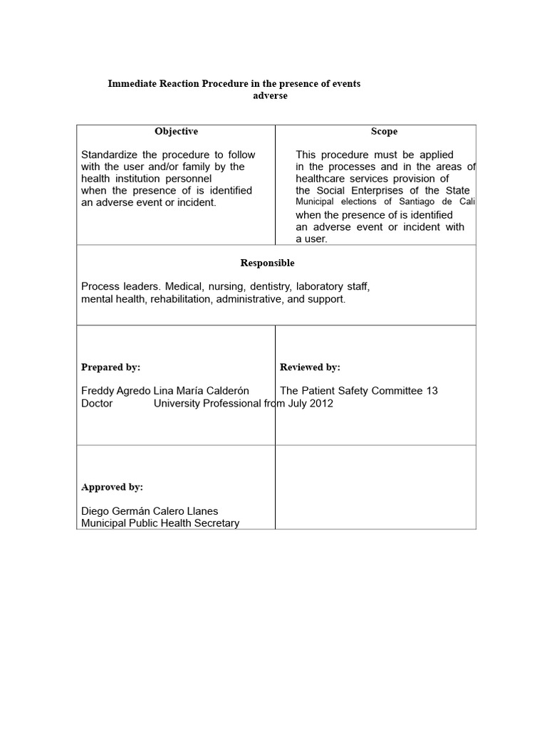 Adverse Event Response Procedure Guide | PDF | Adverse Effect | Patient