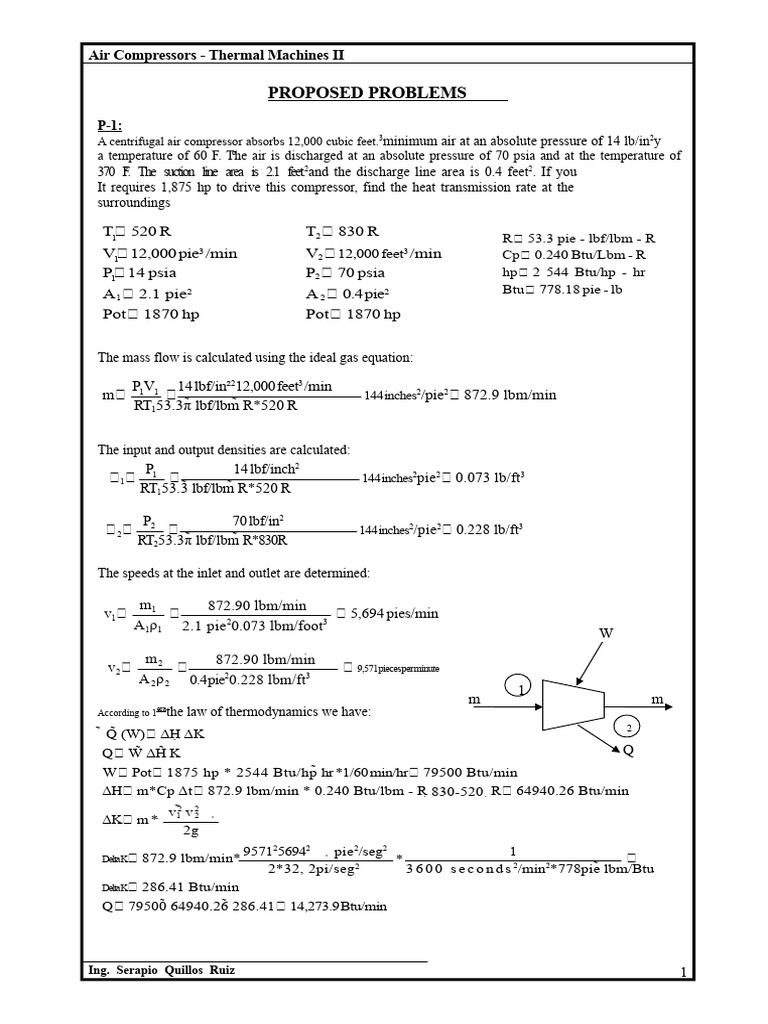 Air Compressor Calculations and Analysis | PDF | Turbine | Gas Technologies