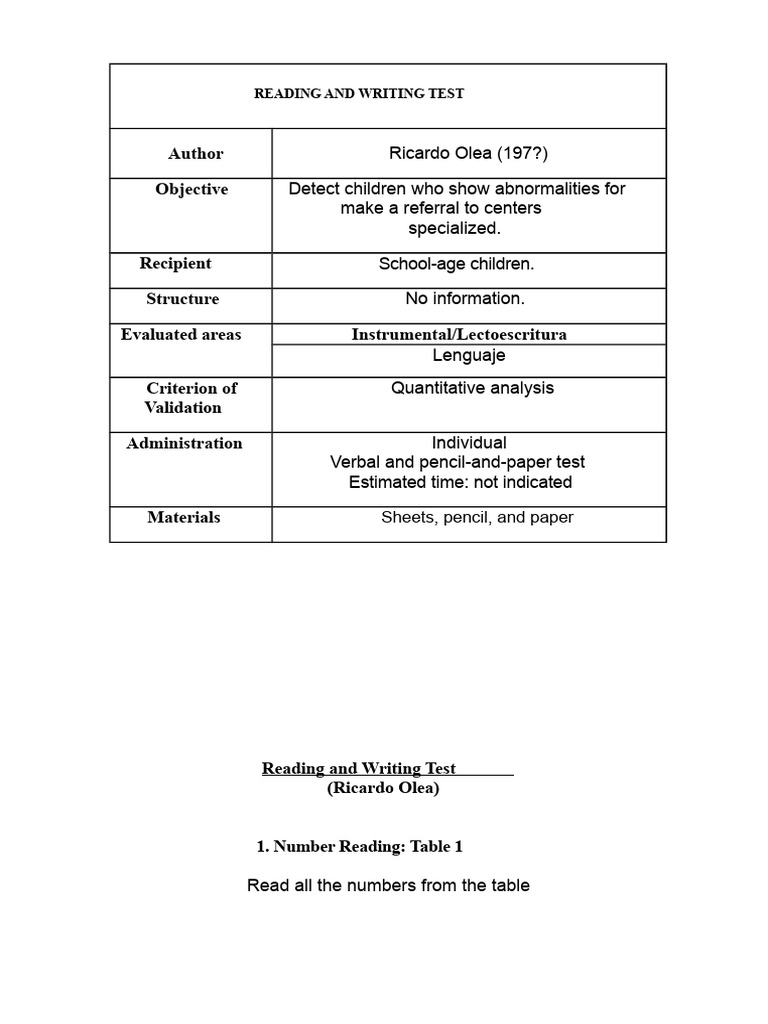 Reading and Writing Assessment Tool | PDF | Syllable | Literacy