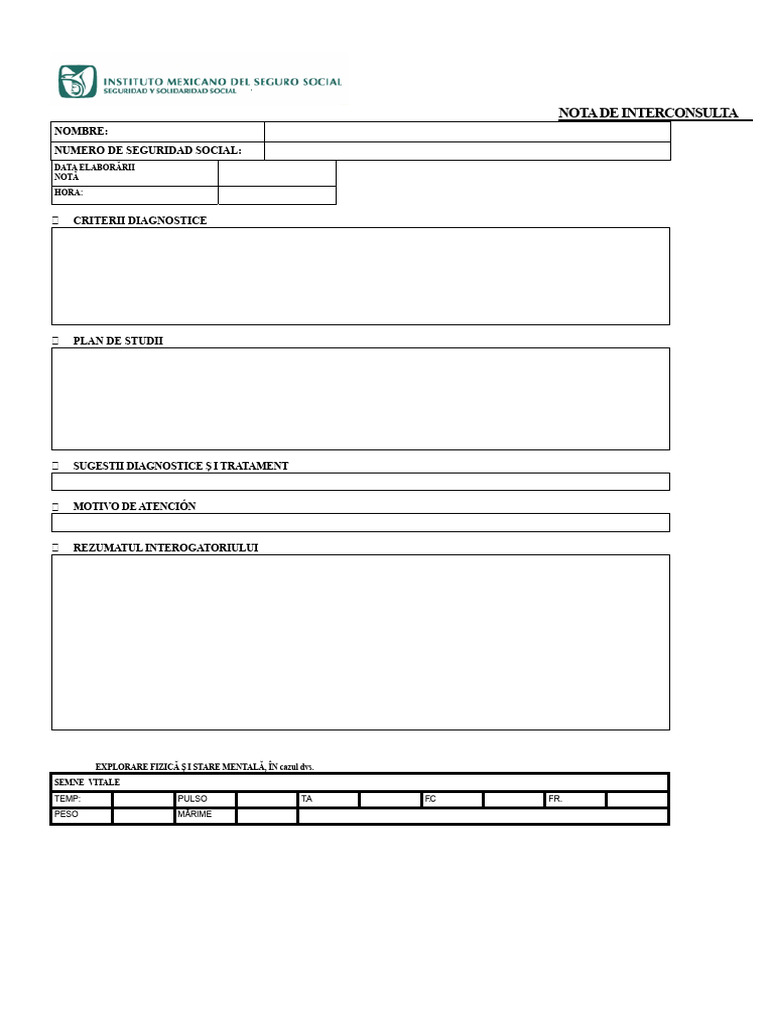Notă de Interconsulta | PDF