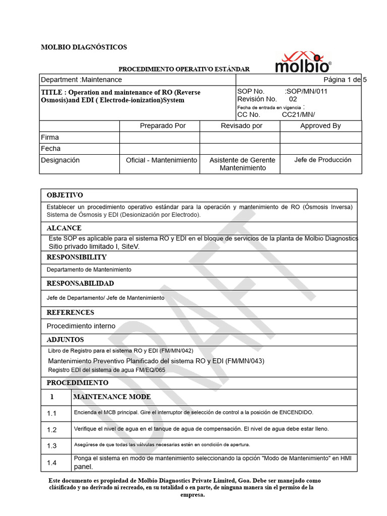 SOP para El Sistema Ro y Edi | PDF | Ingeniería de Procesos ...