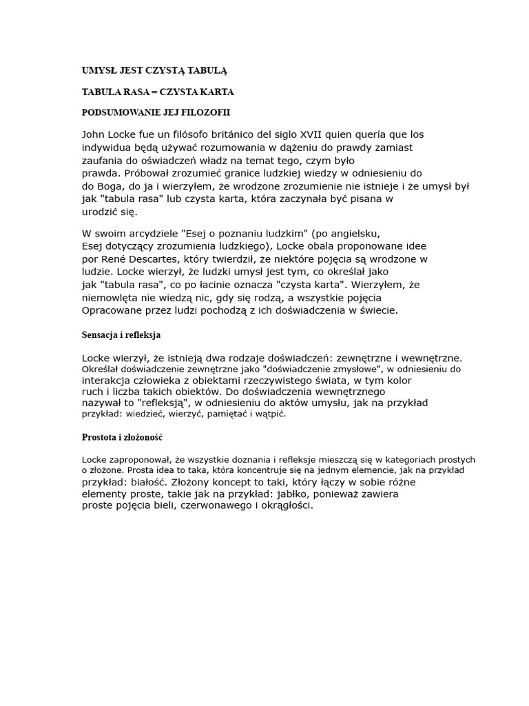 Umysł Jest Tabula Rasa | PDF