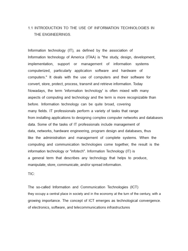 Introduction To The Use of Information Technologies in Engineering ...
