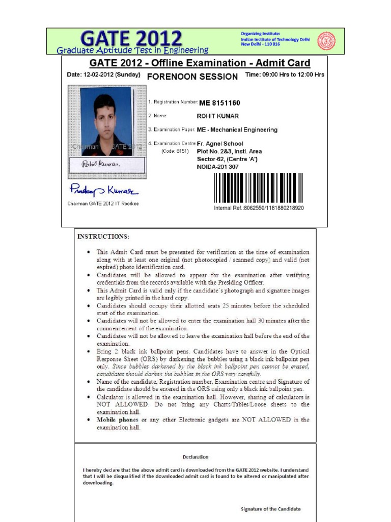 Admitcard R | PDF