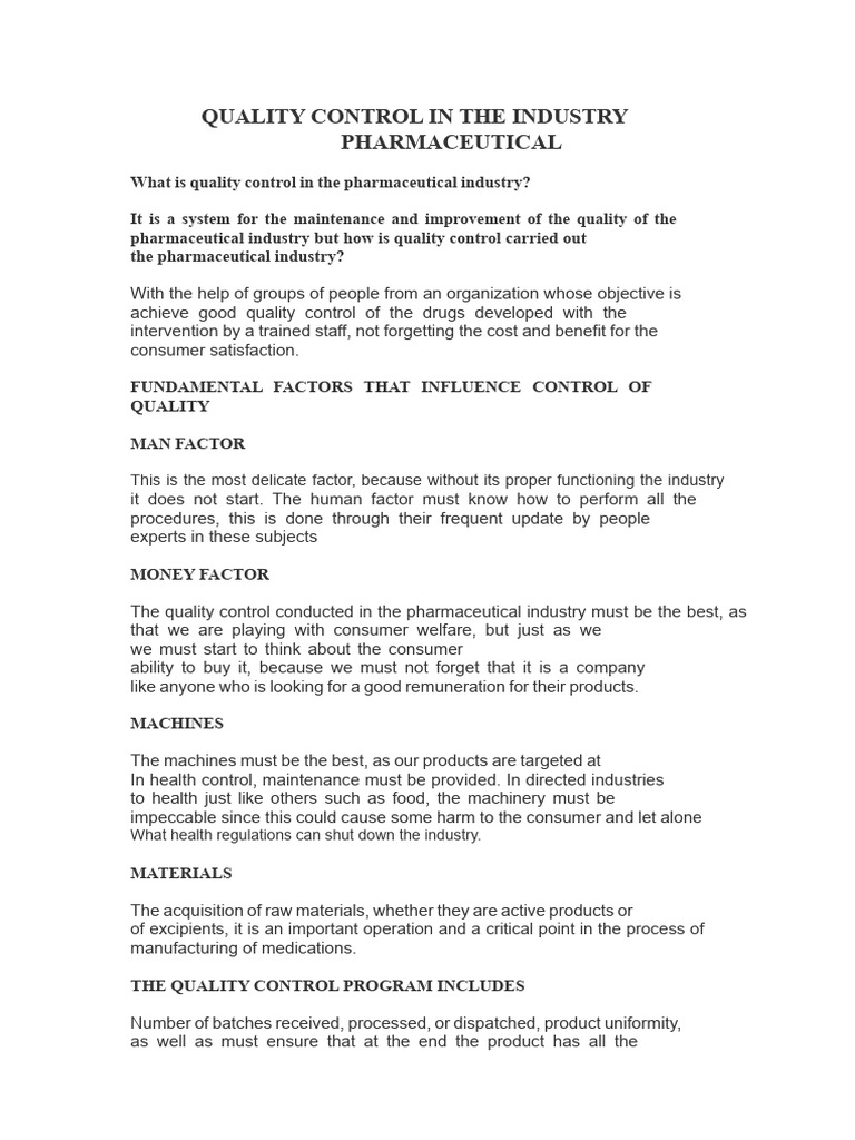 Pharmaceutical Quality Control Essentials | PDF | Food And Drug ...