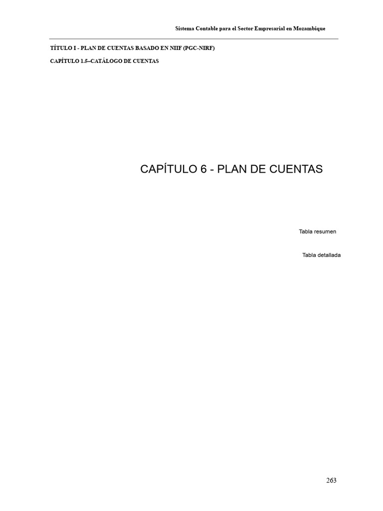 Plan de Cuentas NIIF para Mozambique | PDF | normas internacionales de ...