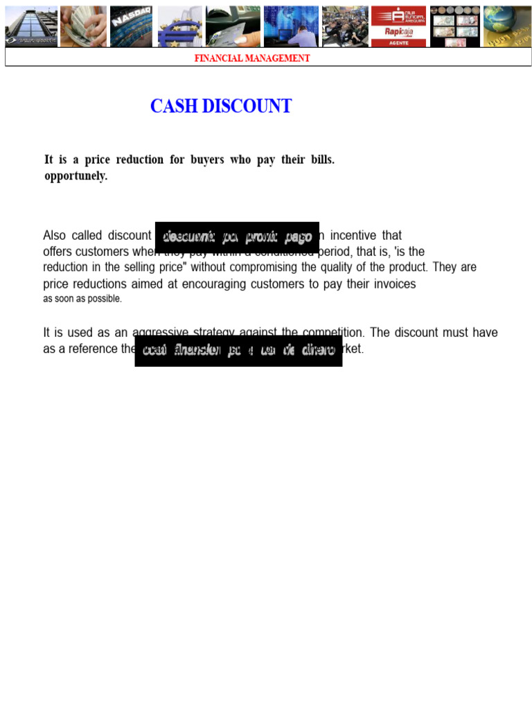 Cash Discounts in Financial Management | PDF | Discounting | Discounts ...