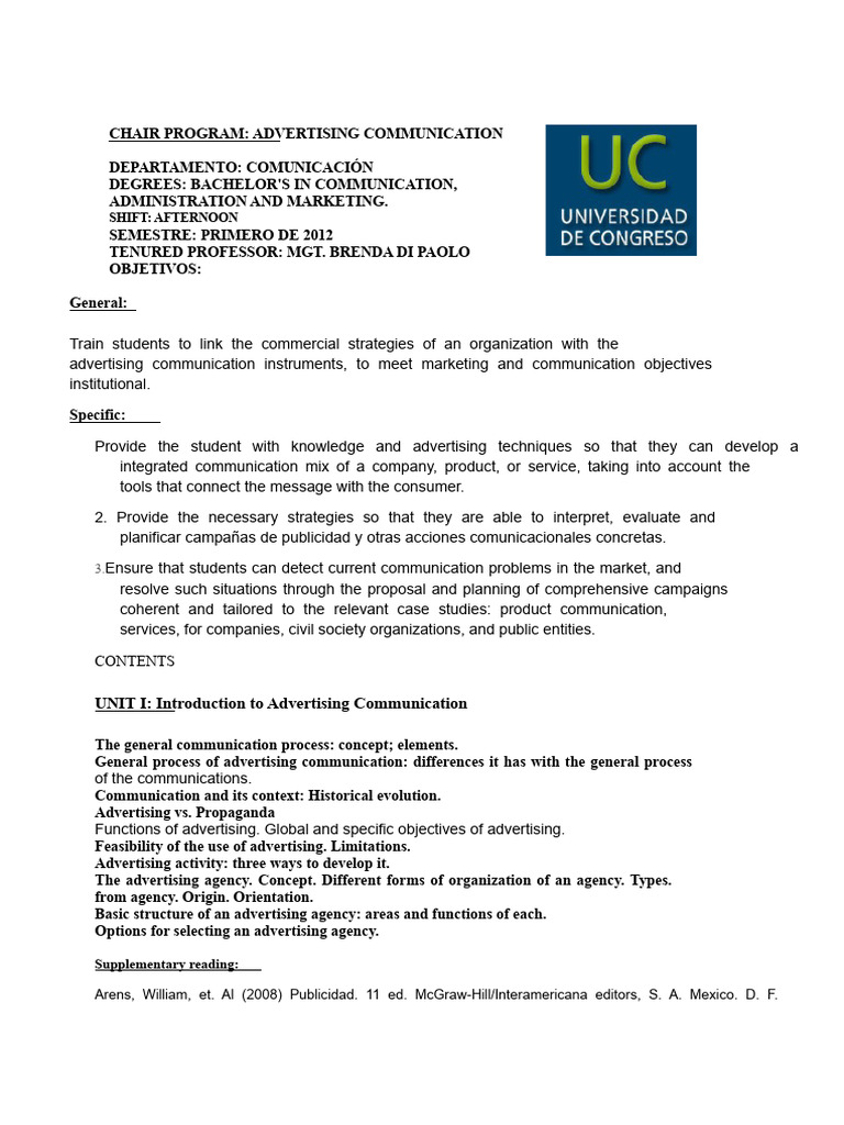 Advertising Communication Program Overview | PDF | Advertising | Marketing