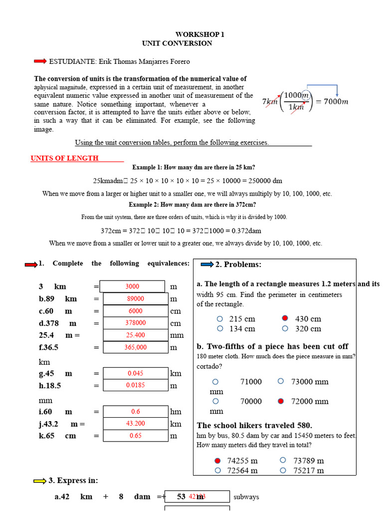 Unit Conversion Workshop Exercises | PDF | Litre | Quantity