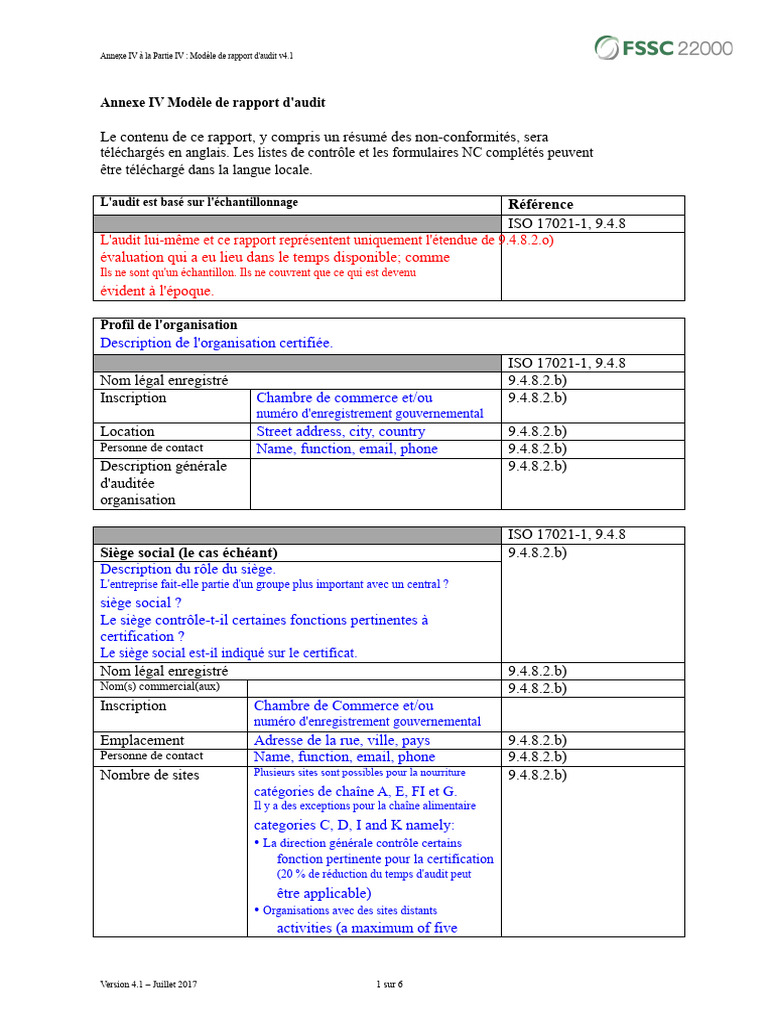 Modèle de rapport d'audit ISO 17021-1 | PDF | Audit | Sécurité