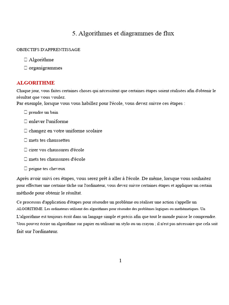 Algorithmes et organigrammes expliqués | PDF | Algorithmes | Structure ...
