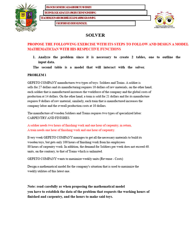 CLASS SOLVER - Example Toys Gepetto Company Solved PDF | PDF | Profit ...