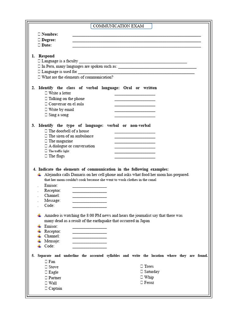 Communication Exam Template | PDF | Communication | Human Communication
