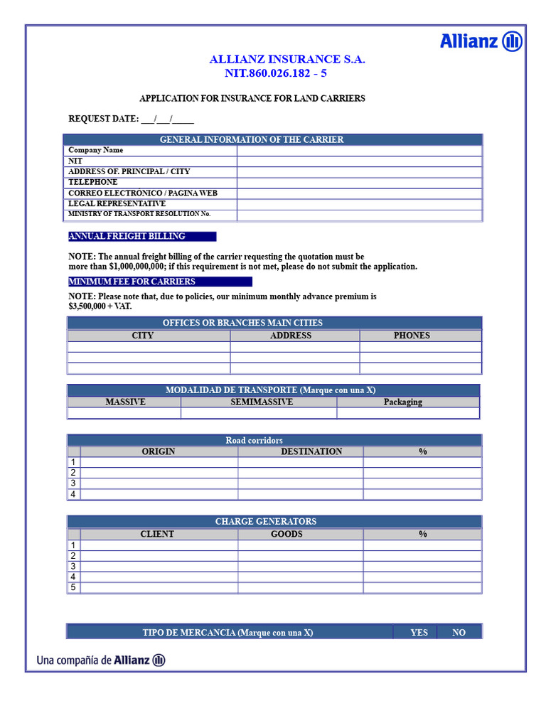 Carrier Request Form 2019 V.0 | PDF | Cargo | Service Industries