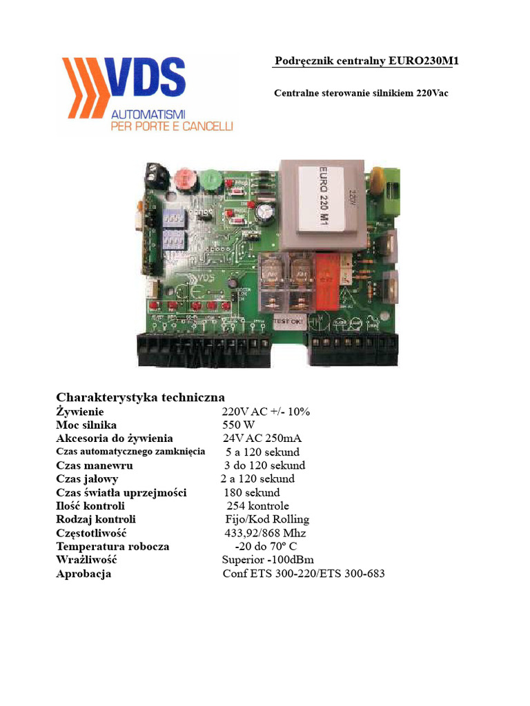 Central VDS EURO Przesuwna | PDF