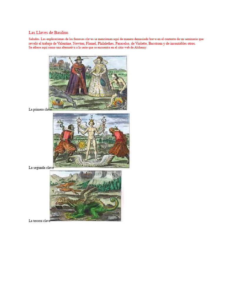 Las Llaves de Basilus Con Comentario | PDF | Agua | Alquimia