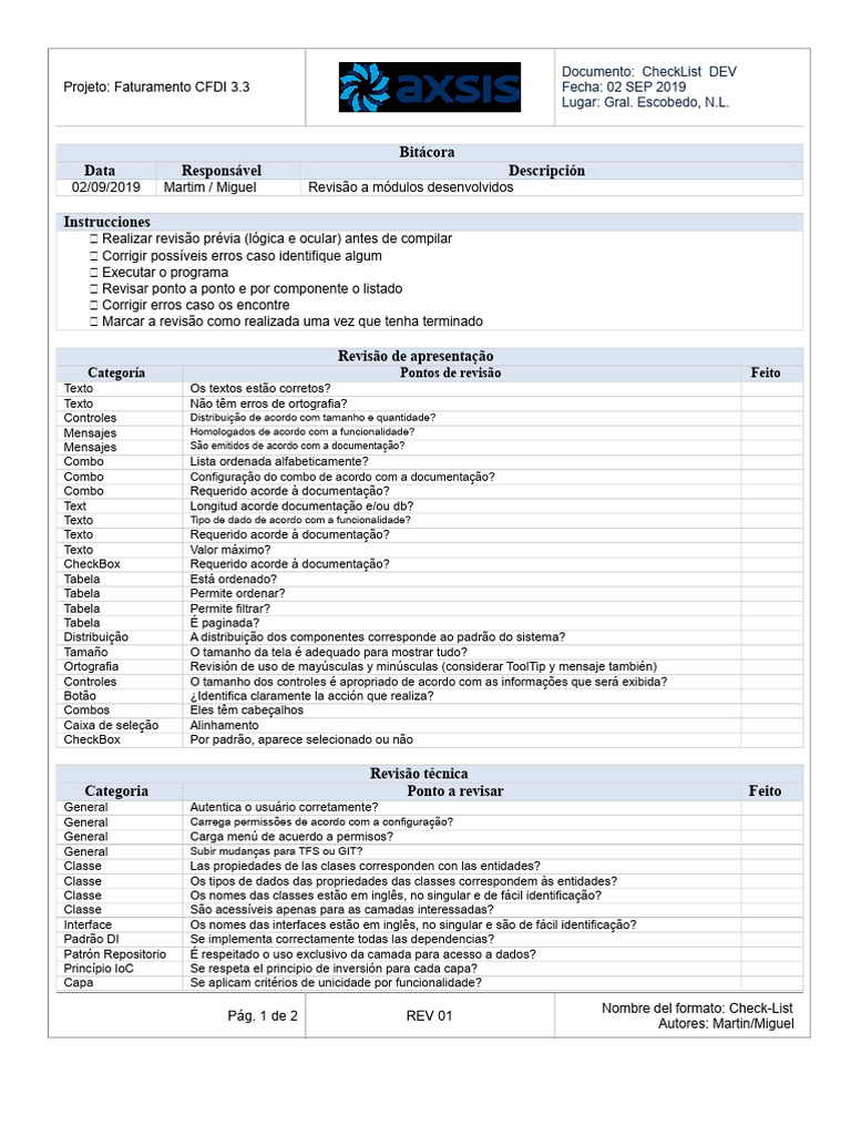 CheckList de Revisão para Desenvolvimento | PDF | Informática