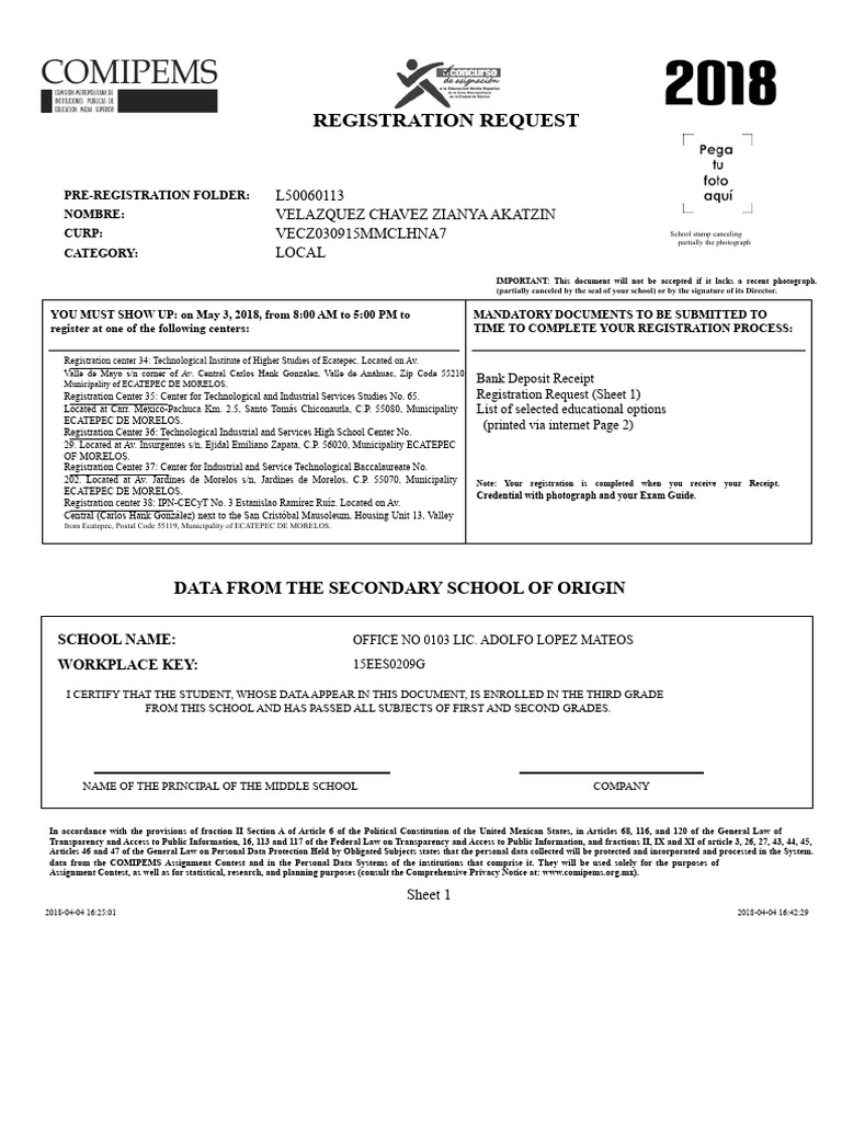 2018 Registration Request Instructions | PDF