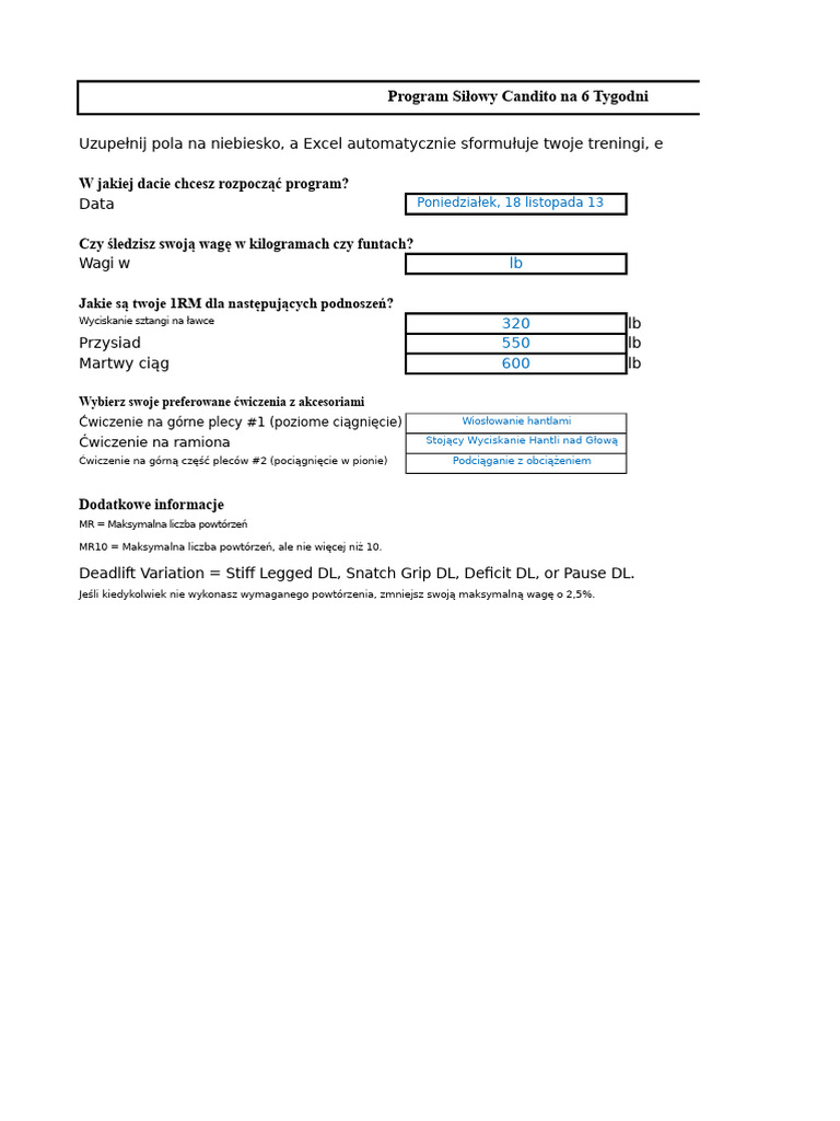 Program Siłowy Jonnie Candito Na 6 Tygodni | PDF
