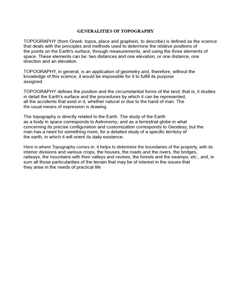 Generalities of Topography | PDF | Topography | Accuracy And Precision