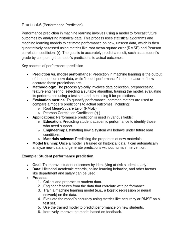 Machine Learning Performance Prediction | PDF | Prediction | Mean ...