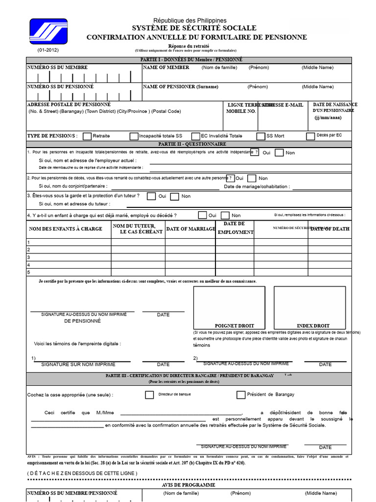 Confirmation Annuelle de Pensionné SSS | PDF | Retraite