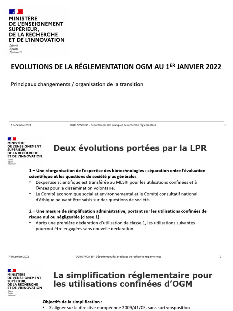 Évolutions réglementaires OGM 2022 | PDF | Organisme génétiquement ...