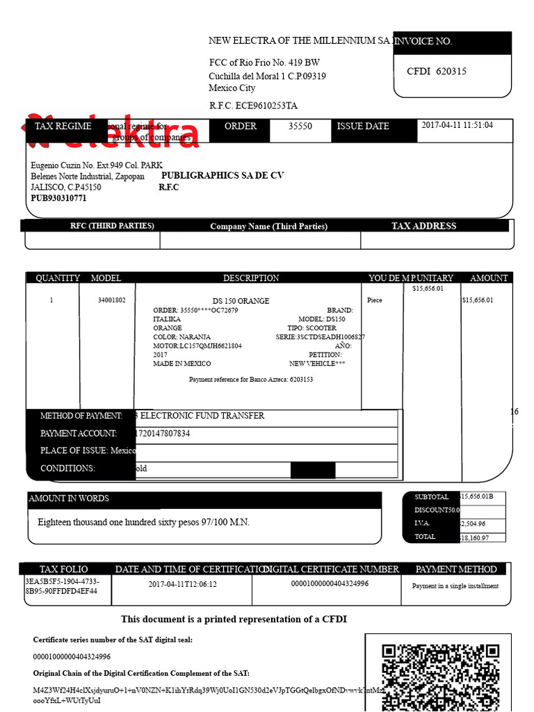 Tax Regime Order Issue Date: FCC of Rio Frio No. 419 BW Mexico City ...