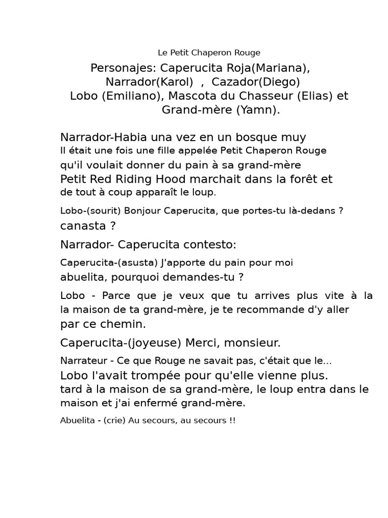 Aventure du Petit Chaperon Rouge | PDF