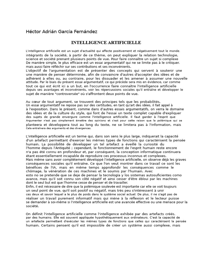 Avantages et risques de l'IA en société | PDF | Intelligence ...
