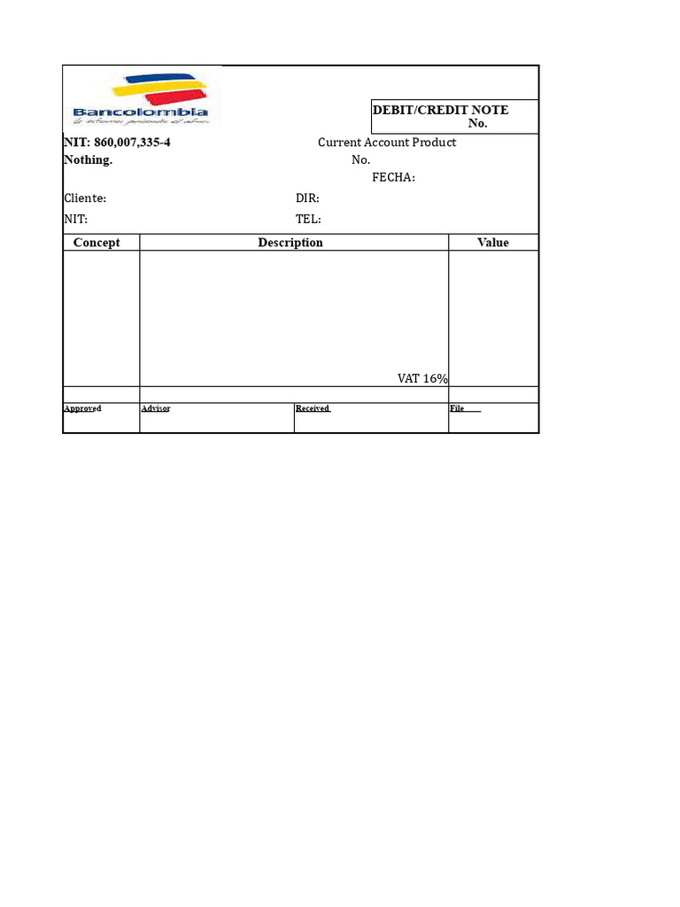 Debit/Credit Note Template Guide | PDF