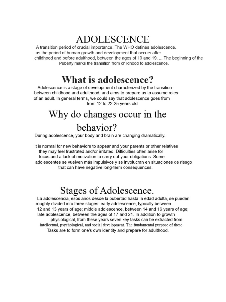 ADOLESCENCE | PDF | Adolescence | Adults