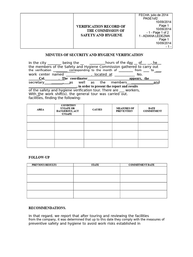 Verification Act Format of The CSH | PDF | Safety
