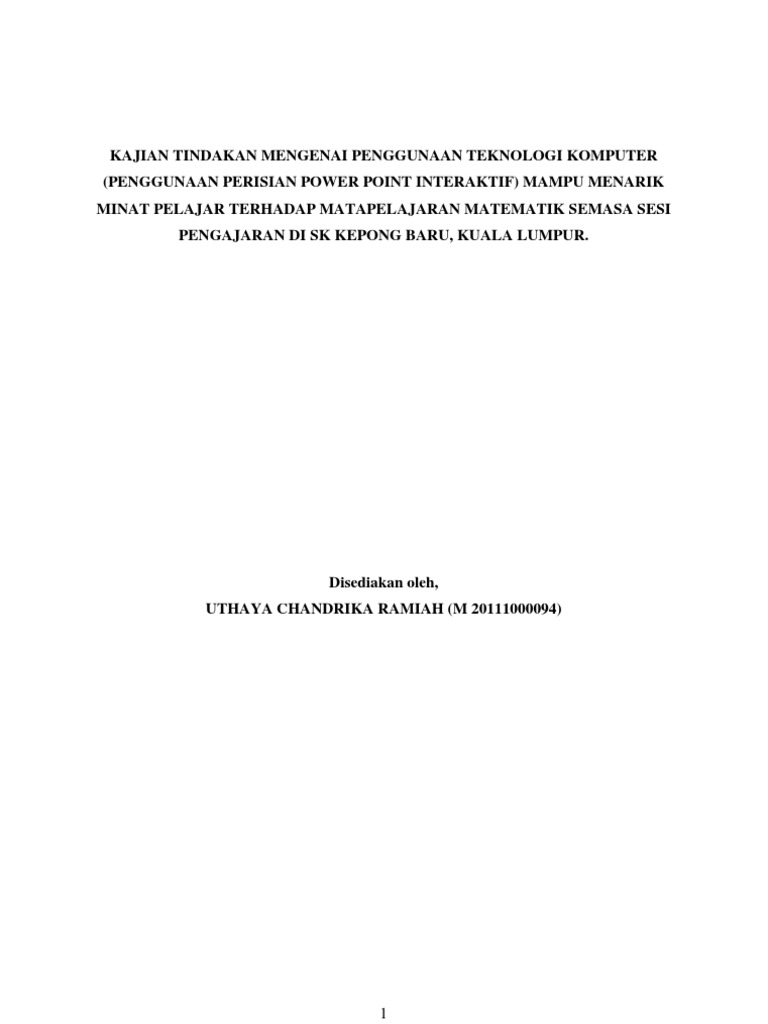 Kajian Tindakan Mengenai Penggunaan Teknologi Komputer