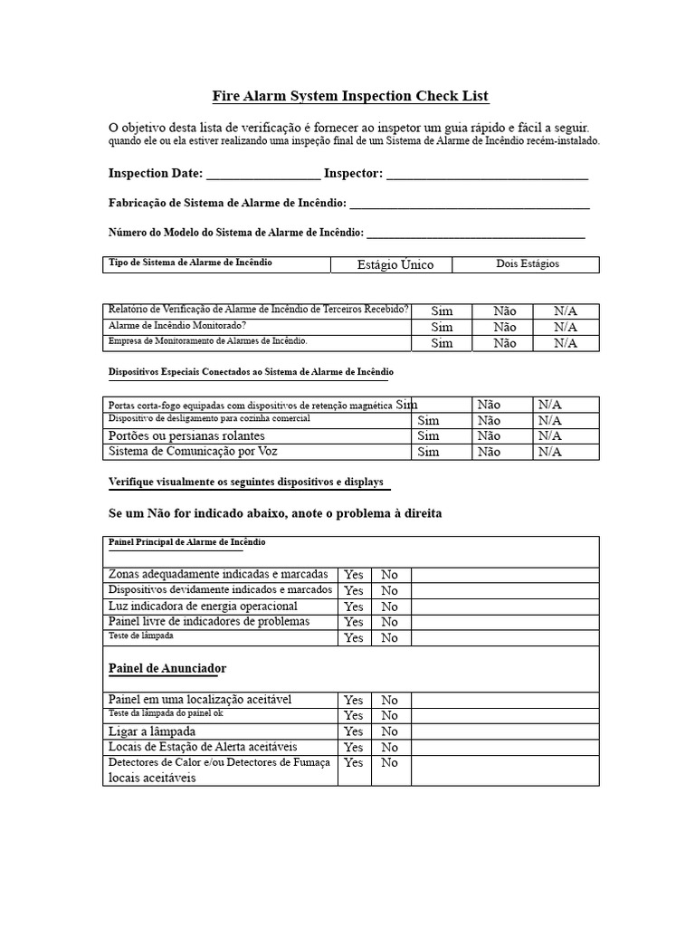 Checklist de Insp FA | PDF