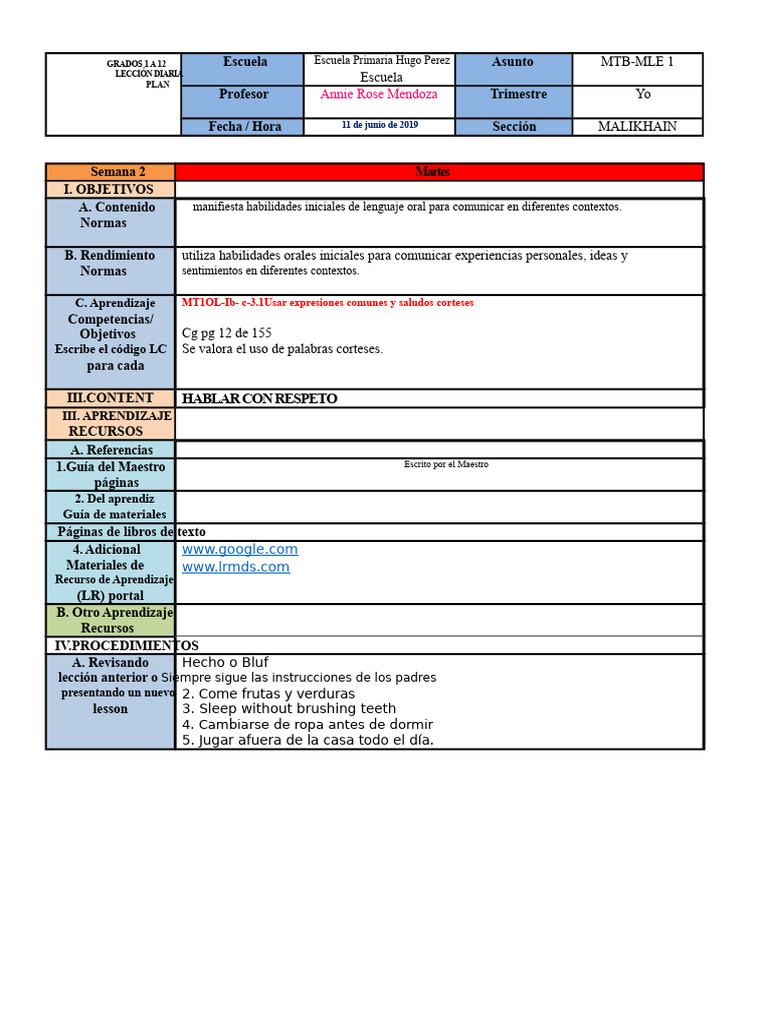 MTB MLE SEMANA 2 DÍA 2 | PDF | Aprendizaje | Cognición