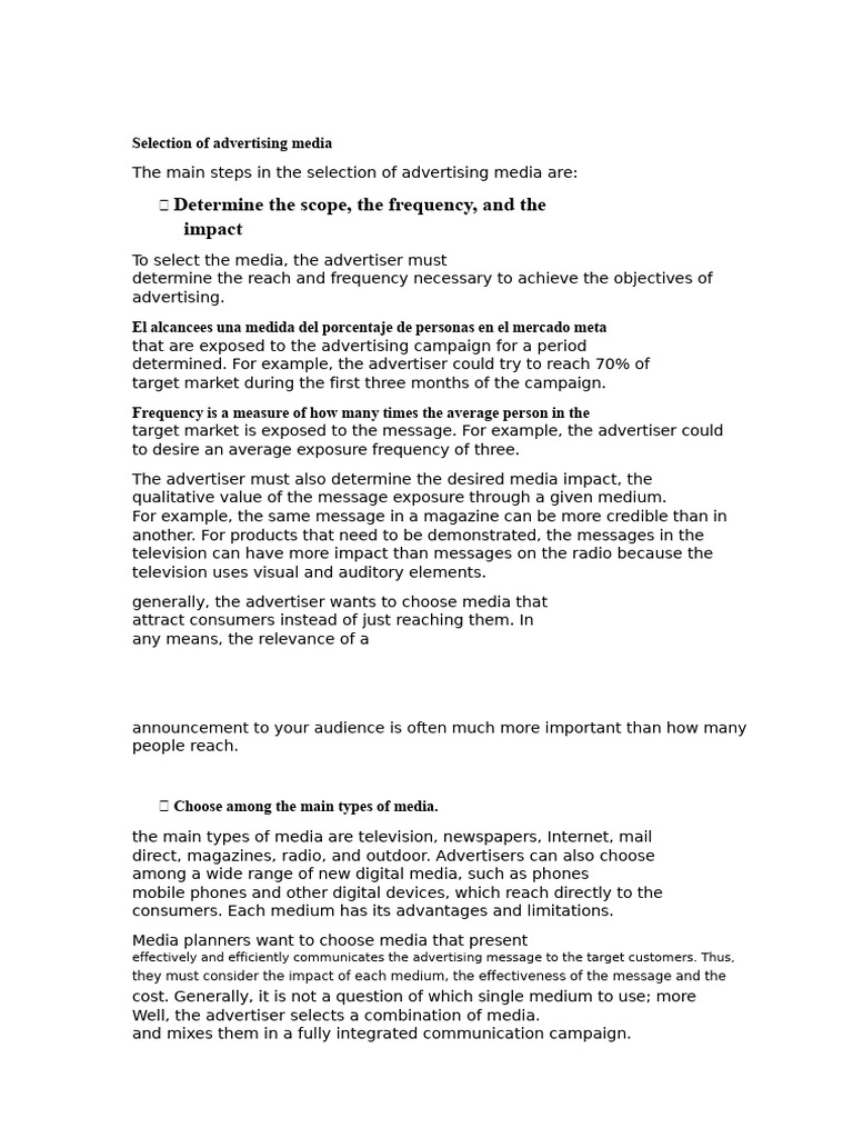 Advertising Media Selection Guide | PDF | Advertising | Mass Media