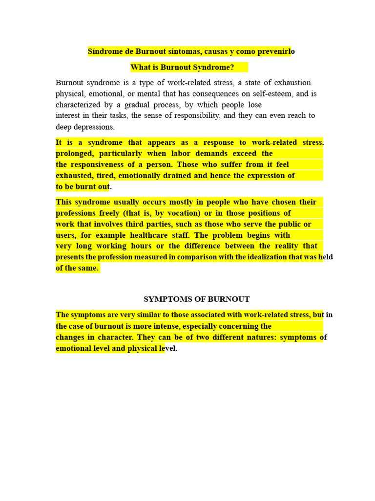 Burnout Syndrome | PDF | Occupational Burnout | Occupational Stress