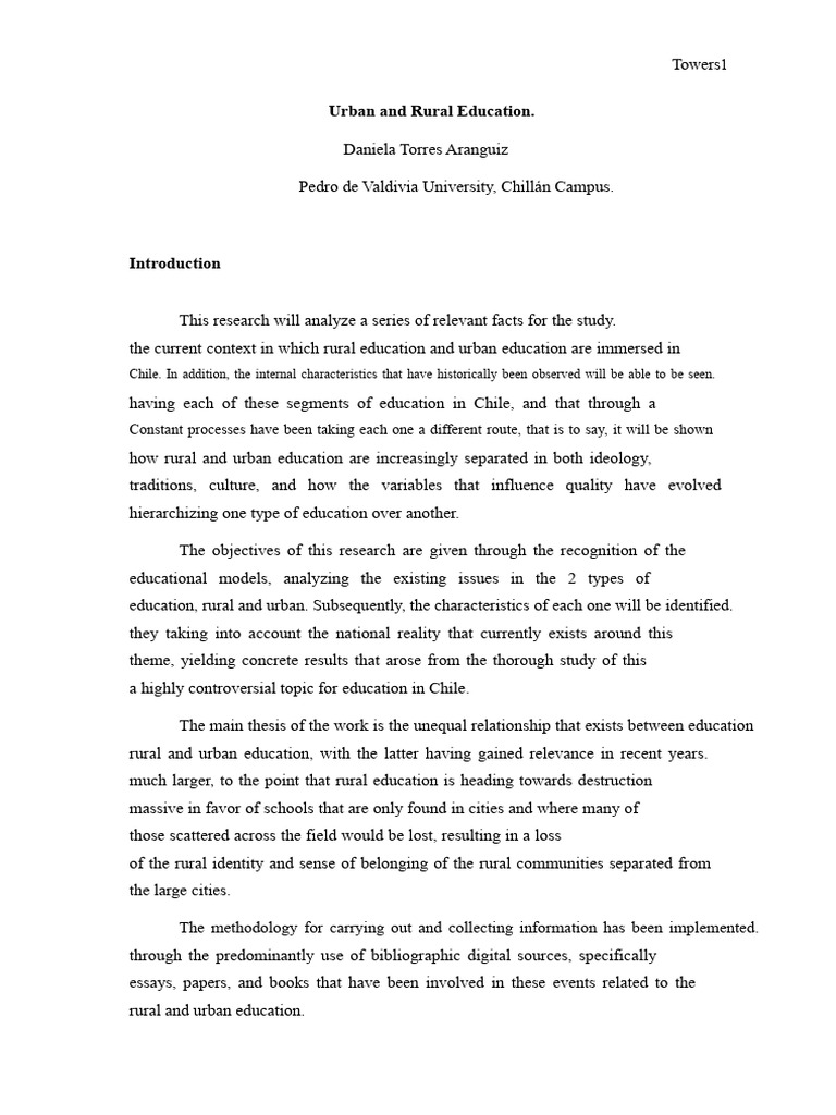 Urban and Rural Education. | PDF
