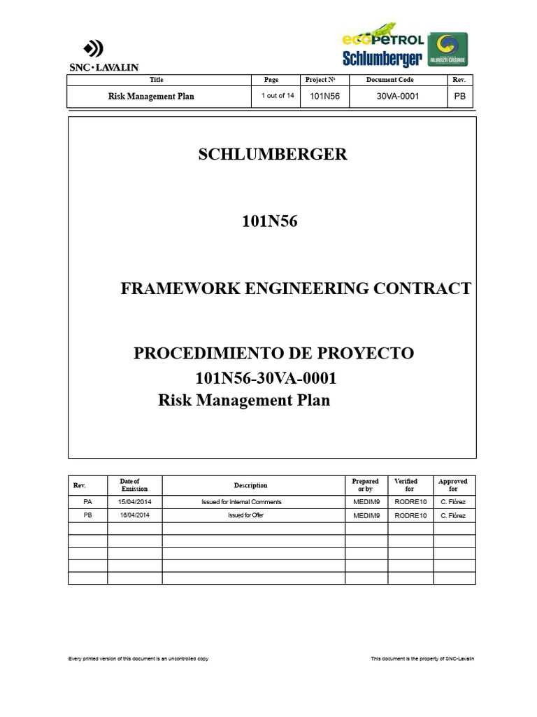 Schlumberger: Risk Management Plan | PDF | Risk | Risk Management