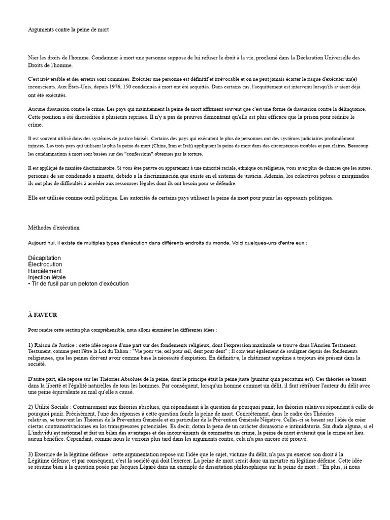 Arguments contre la peine de mort | PDF | Peine capitale | Prison