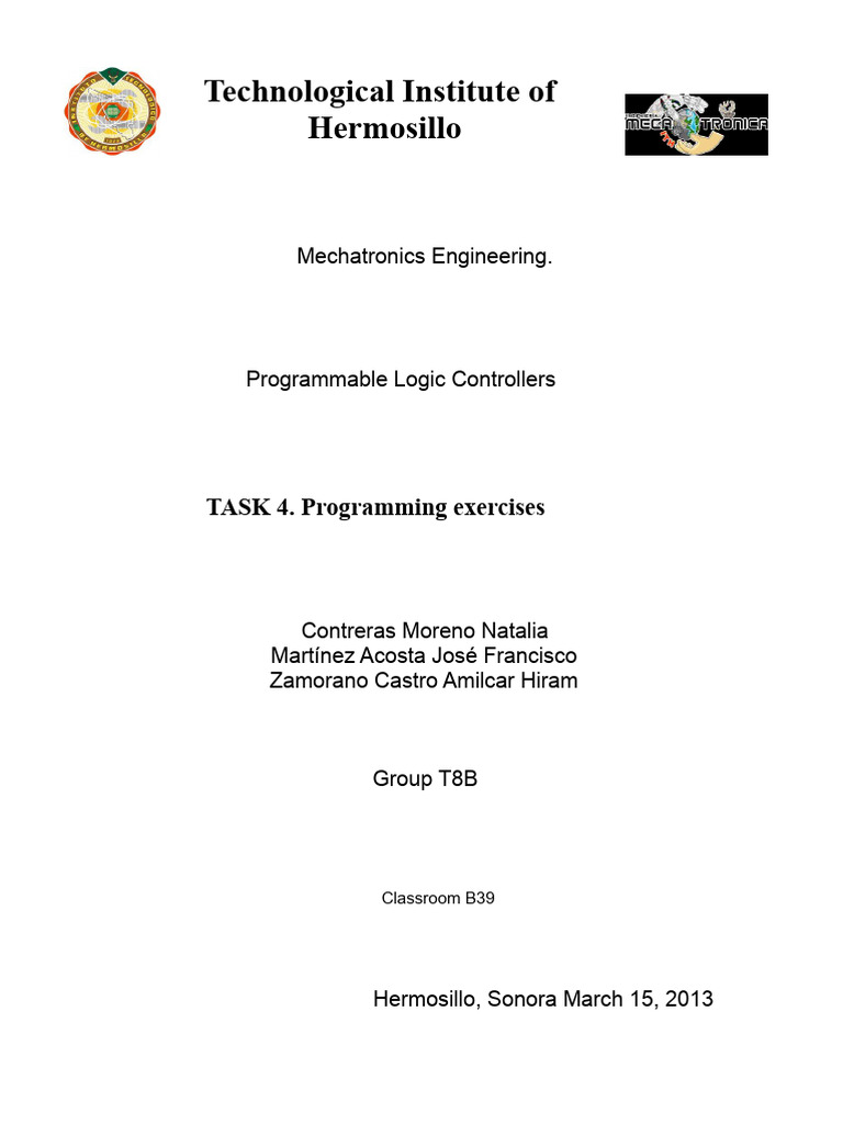 PLC Programming Exercises for Mechatronics | PDF | Programmable Logic ...