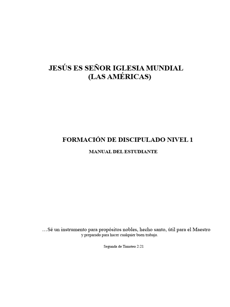 Manual de Discipulado Nivel 1 JILCW | PDF | Iglesia cristiana | Cristo ...