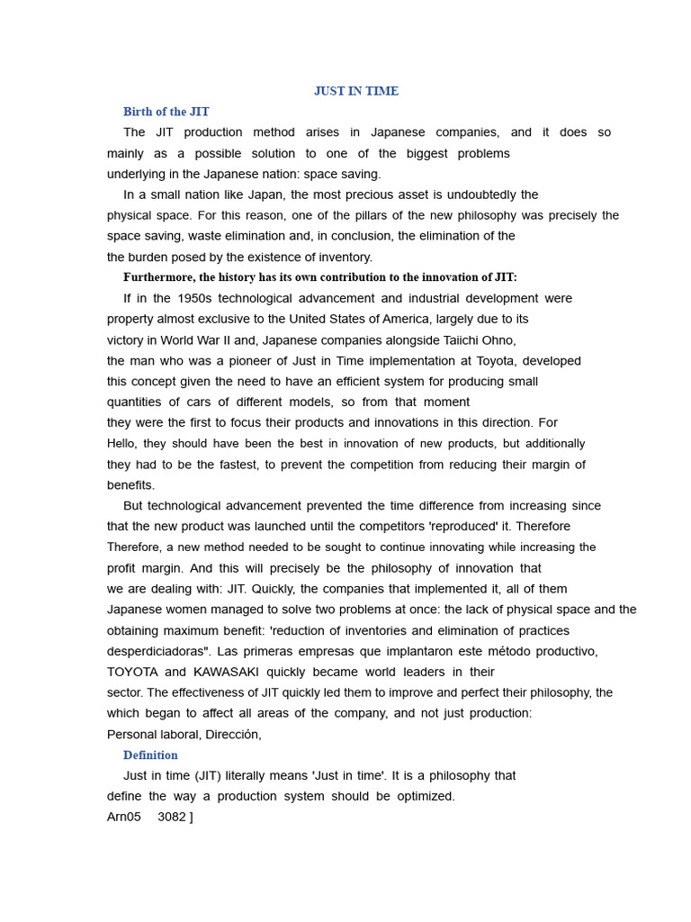 Understanding Just in Time (JIT) Production | PDF | Lean Manufacturing ...