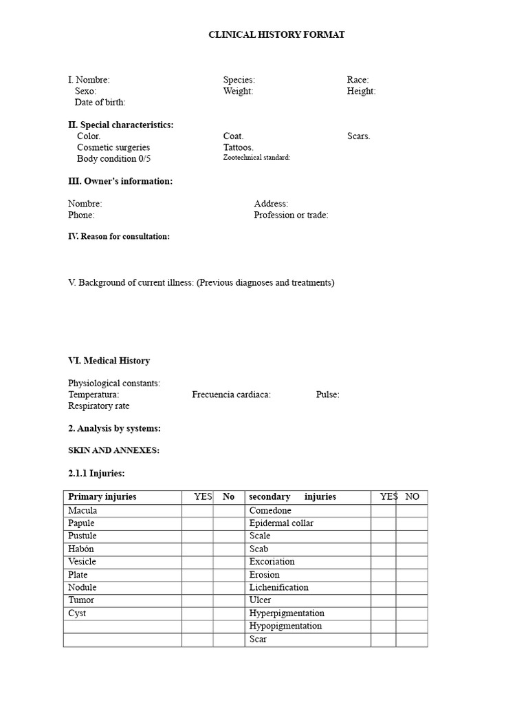 Veterinary Medical Record Format | PDF | Physical Examination | Human ...