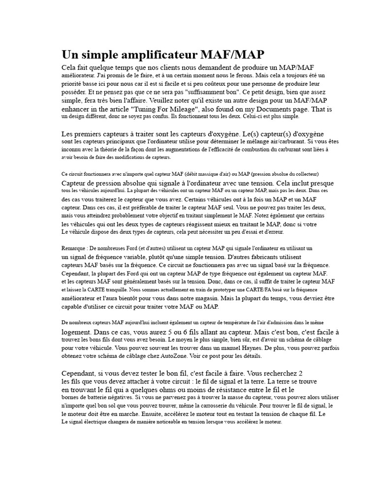 Amplificateur MAF/MAP : Guide d'installation | PDF | Tension électrique ...