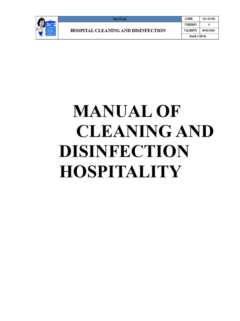 Hospital Cleaning and Disinfection Manual | PDF | Disinfectant ...