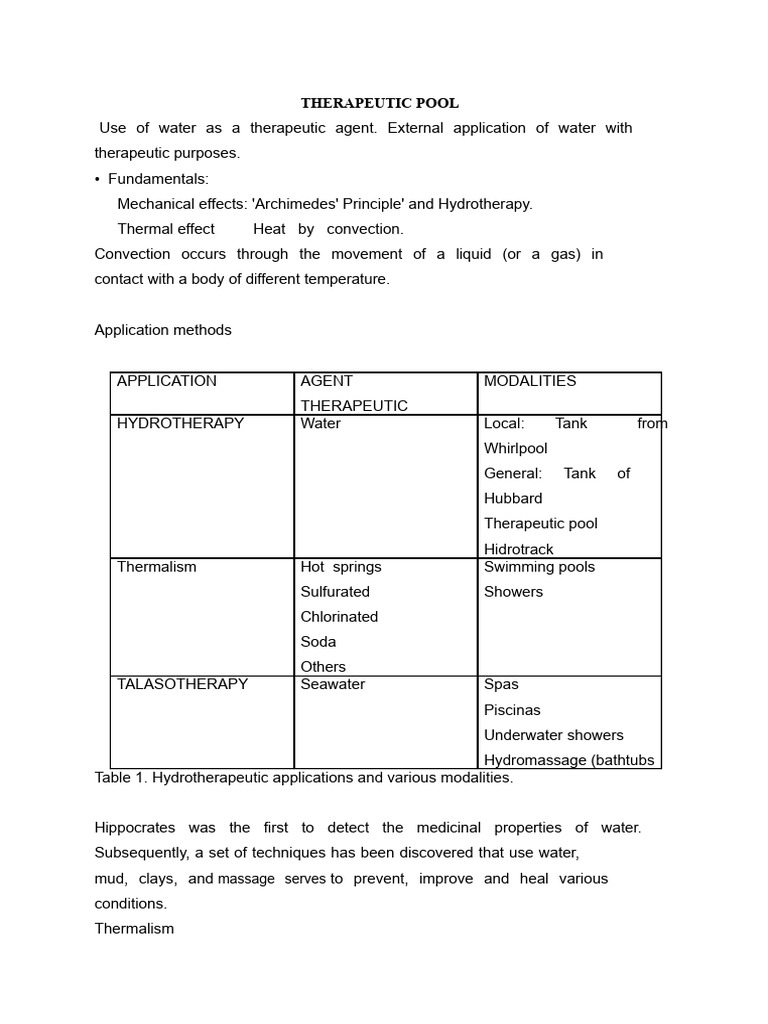 Therapeutic Pool | PDF | Water | Buoyancy