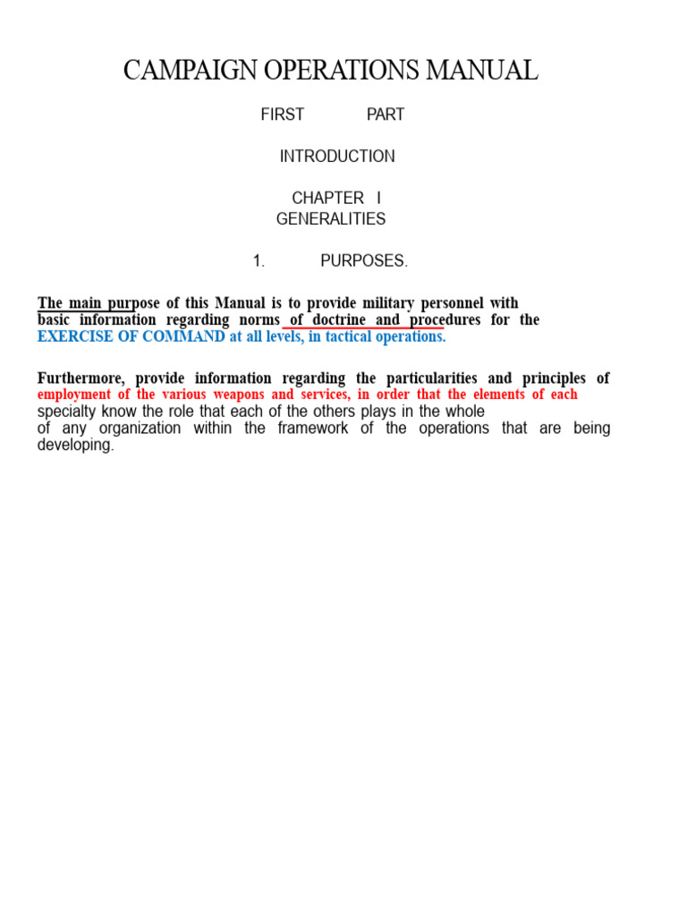 Campaign Operations Manual | PDF | Battalion | Maneuver Warfare