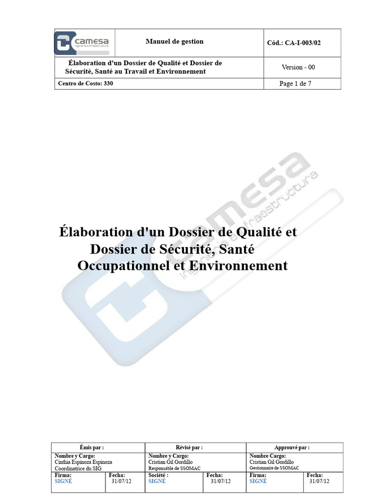 Élaboration Dossier Qualité et Sécurité | PDF | Logiciel | Informatique